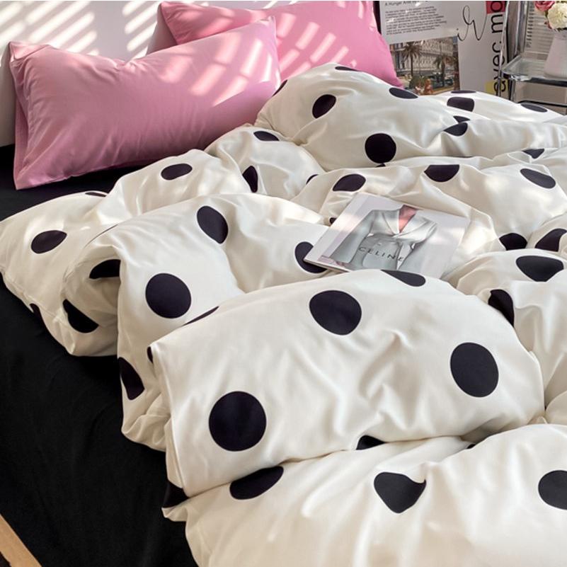吾二家居 聚酯纖維 波點  單人 可愛 床包組 雙人床包 加大雙人  ins風 ikea風  台灣出貨-細節圖4
