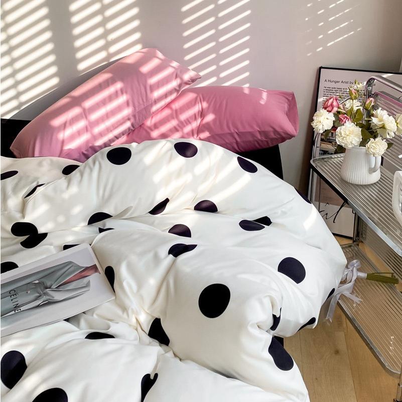 吾二家居 聚酯纖維 波點  單人 可愛 床包組 雙人床包 加大雙人  ins風 ikea風  台灣出貨-細節圖5