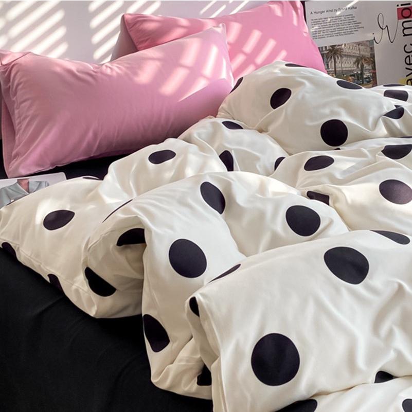 吾二家居 聚酯纖維 波點  單人 可愛 床包組 雙人床包 加大雙人  ins風 ikea風  台灣出貨-細節圖8