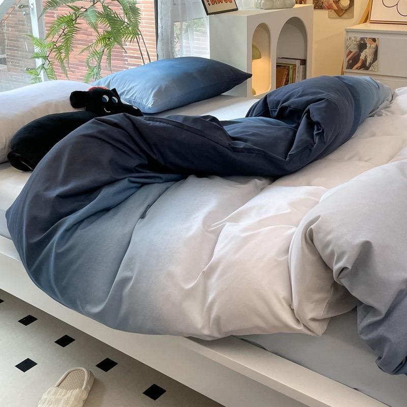 吾二家居 聚酯纖維 牛仔藍 單人 可愛 床包組 雙人床包 加大雙人  ins風 ikea風  台灣出貨-細節圖5