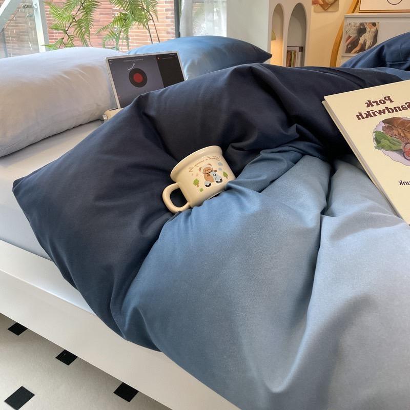 吾二家居 聚酯纖維 牛仔藍 單人 可愛 床包組 雙人床包 加大雙人  ins風 ikea風  台灣出貨-細節圖6