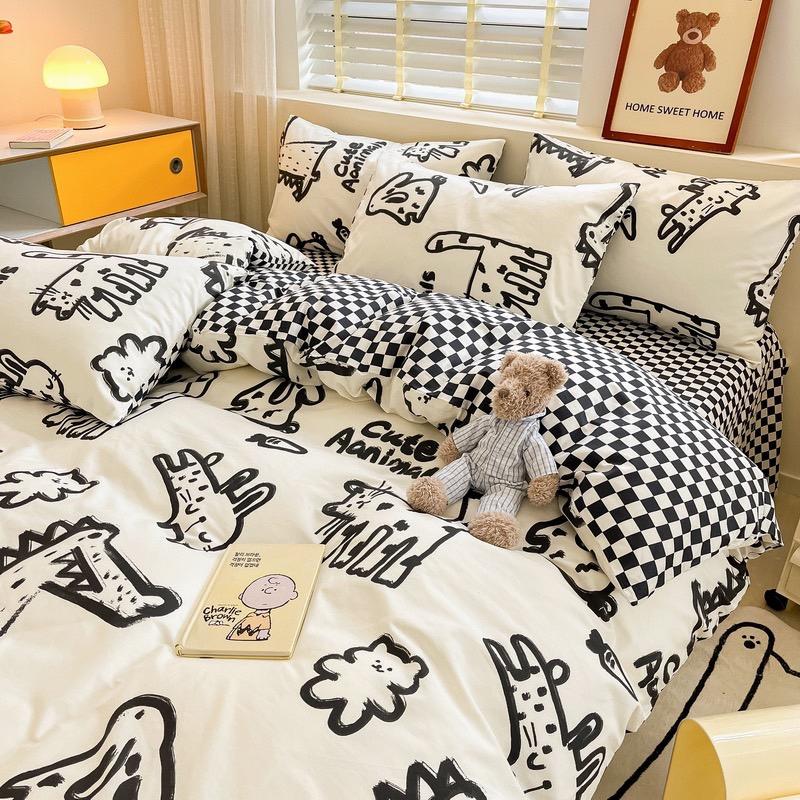 吾二家居 純棉 趣味恐龍 單人 可愛 床包組 雙人床包 加大雙人  ins風 ikea風  台灣出貨-細節圖3