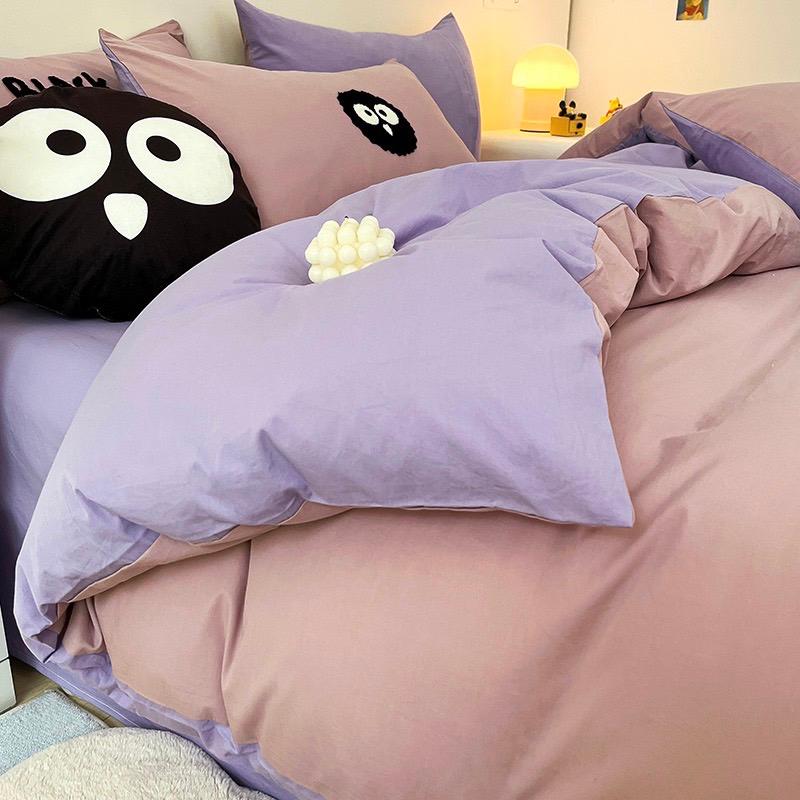 吾二家居 純棉 紫煤球 小棕球 黑煤球 單人 可愛 床包組 雙人床包 加大雙人  ins風 ikea風  台灣出貨-細節圖6