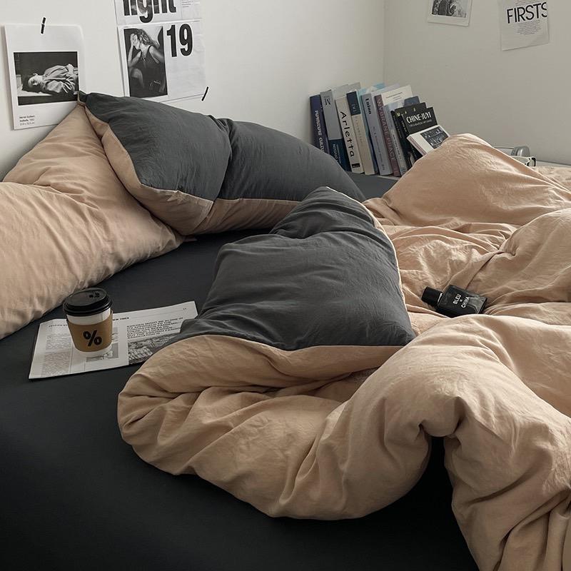 吾二家居 聚酯纖維 卡其深灰 單人 可愛 床包組 雙人床包 加大雙人  ins風 ikea風  台灣出貨-細節圖2