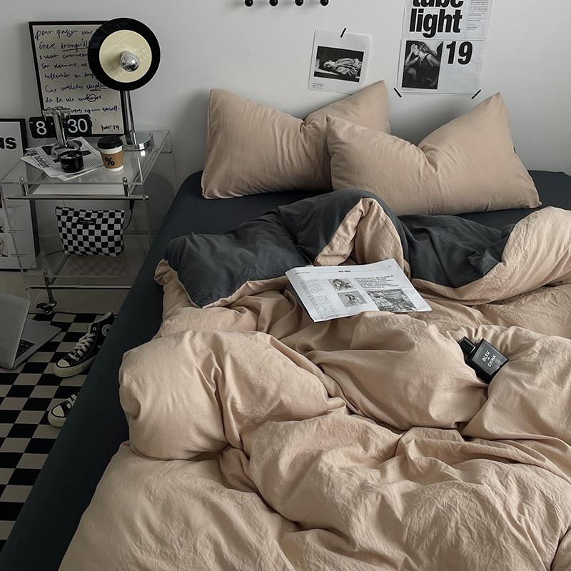 吾二家居 聚酯纖維 卡其深灰 單人 可愛 床包組 雙人床包 加大雙人  ins風 ikea風  台灣出貨-細節圖4