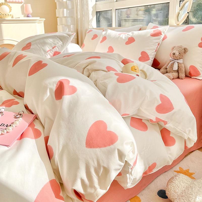 吾二家居 純棉 馬卡龍粉 藍色  綠色 紫色  單人 可愛 床包組 雙人床包 加大雙人  ins風 小清新  台灣出貨-細節圖2