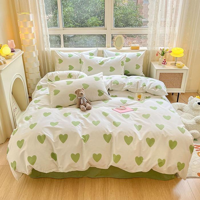 吾二家居 純棉 馬卡龍粉 藍色  綠色 紫色  單人 可愛 床包組 雙人床包 加大雙人  ins風 小清新  台灣出貨-細節圖9