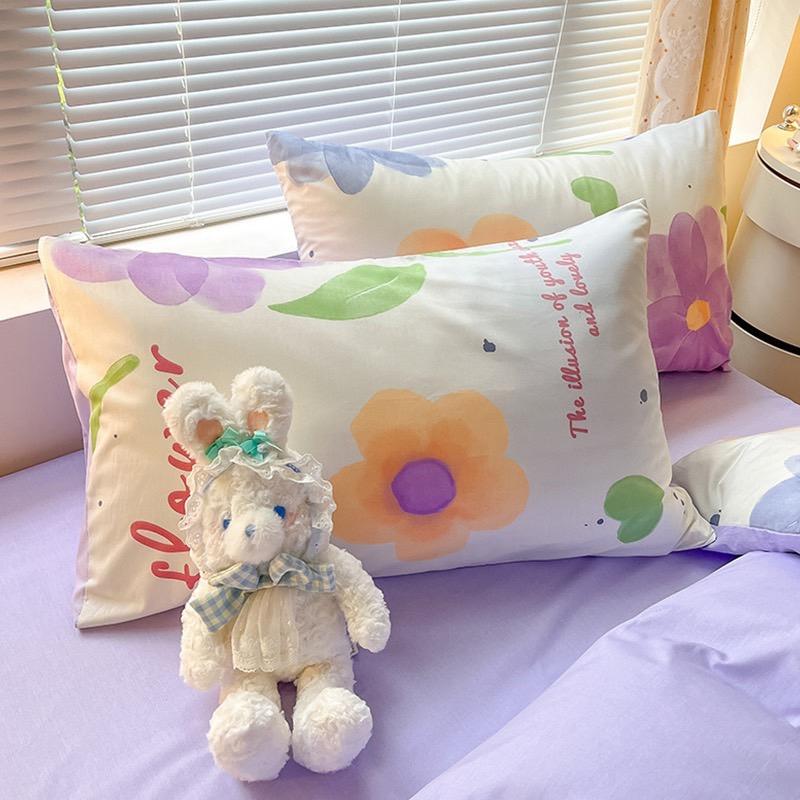 吾二家居 純棉 花朵紫  單人 可愛 床包組 雙人床包 加大雙人  ins風 ikea風  台灣出貨-細節圖7