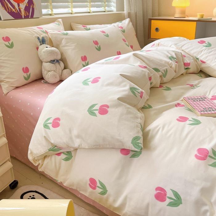 吾二家居 純棉 粉黛 單人 可愛 床包組 雙人床包 加大雙人  ins風 ikea風  台灣出貨-細節圖2