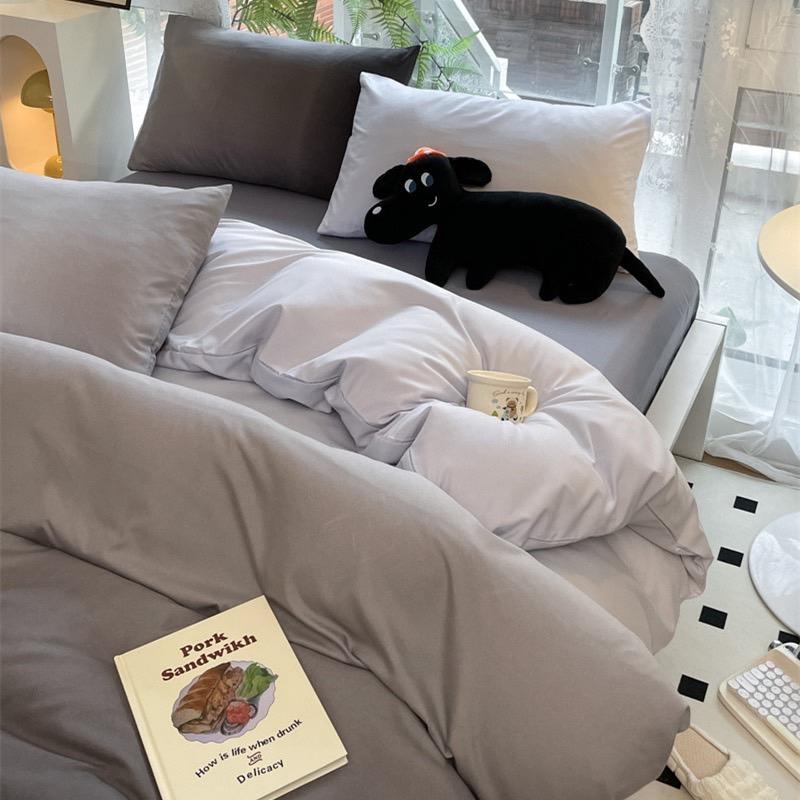 吾二家居 聚酯纖維 雲灰色 單人 可愛 床包組 雙人床包 加大雙人  ins風 ikea風  台灣出貨-細節圖6