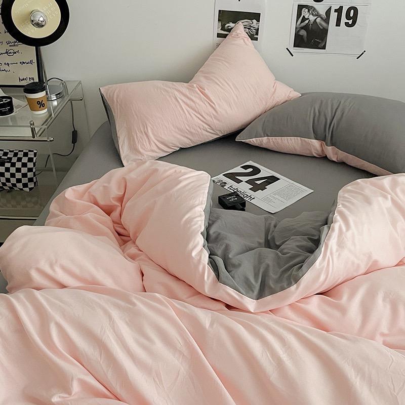 吾二家居 聚酯纖維 淺粉灰 單人 可愛 床包組 雙人床包 加大雙人  ins風 ikea風  台灣出貨-細節圖2