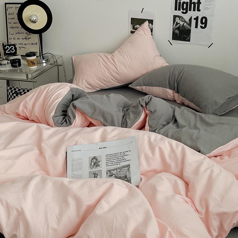 吾二家居 聚酯纖維 淺粉灰 單人 可愛 床包組 雙人床包 加大雙人  ins風 ikea風  台灣出貨-細節圖3