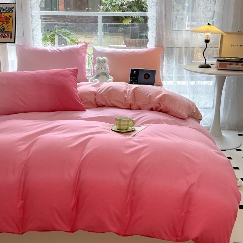 吾二家居 聚酯纖維 奶昔粉 單人 可愛 床包組 雙人床包 加大雙人  ins風 ikea風  台灣出貨-細節圖3