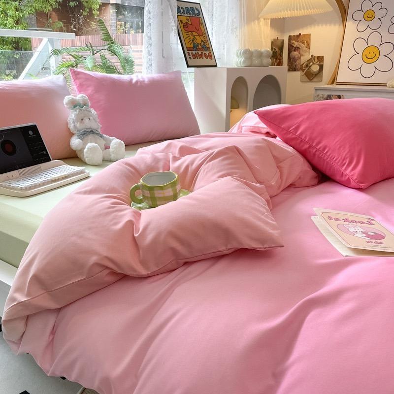 吾二家居 聚酯纖維 奶昔粉 單人 可愛 床包組 雙人床包 加大雙人  ins風 ikea風  台灣出貨-細節圖7