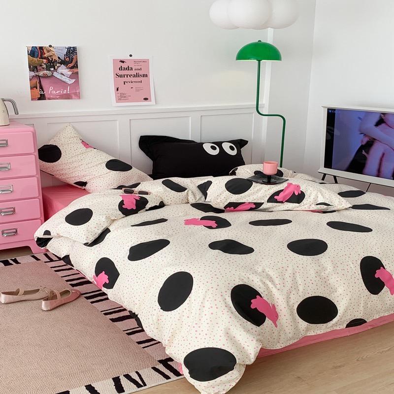 吾二家居 純棉 波點兔 玫紅 單人 可愛 床包組 雙人床包 加大雙人  ins風 ikea風  台灣出貨-細節圖6