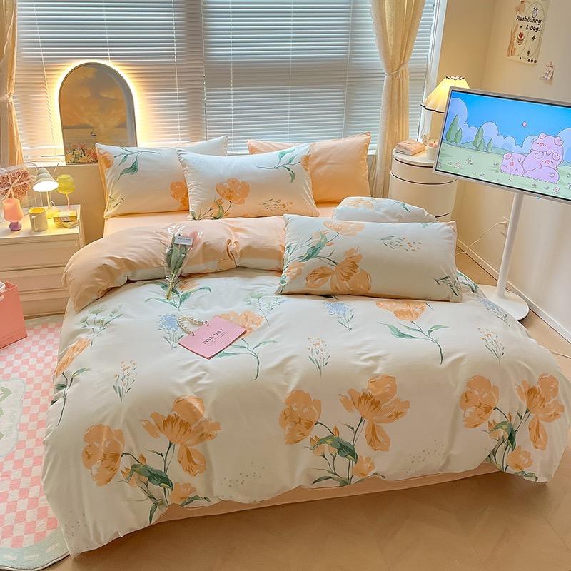 吾二家居 純棉 盛開花萱  單人 可愛 床包組 雙人床包 加大雙人  ins風 ikea風  台灣出貨-細節圖4