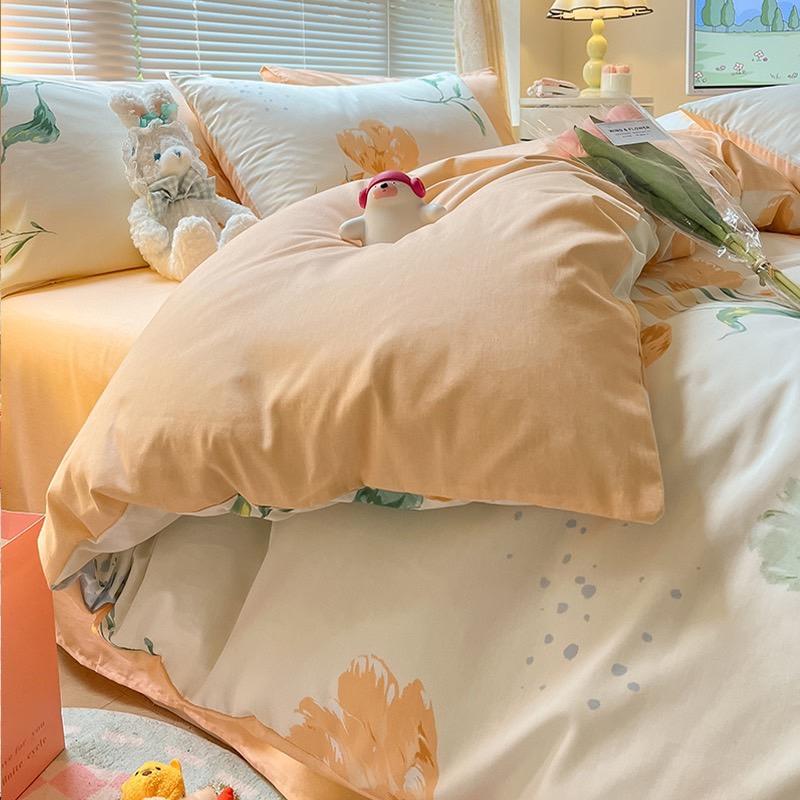 吾二家居 純棉 盛開花萱  單人 可愛 床包組 雙人床包 加大雙人  ins風 ikea風  台灣出貨-細節圖7