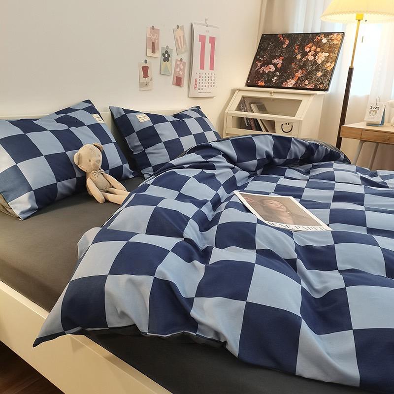 吾二家居 聚酯纖維 米蘭大格  米卡格 單人 可愛 床包組 雙人床包 加大雙人  ins風 ikea風  台灣出貨-細節圖5