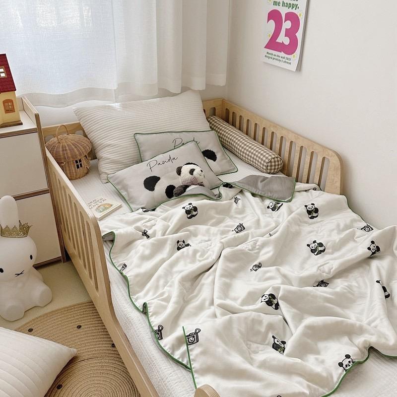 吾二家居  天絲 夏被  熊貓  薄被  柔軟 可愛涼被 夏被 卡通 舒服親膚 夏日款 台灣出貨 柔滑-細節圖2