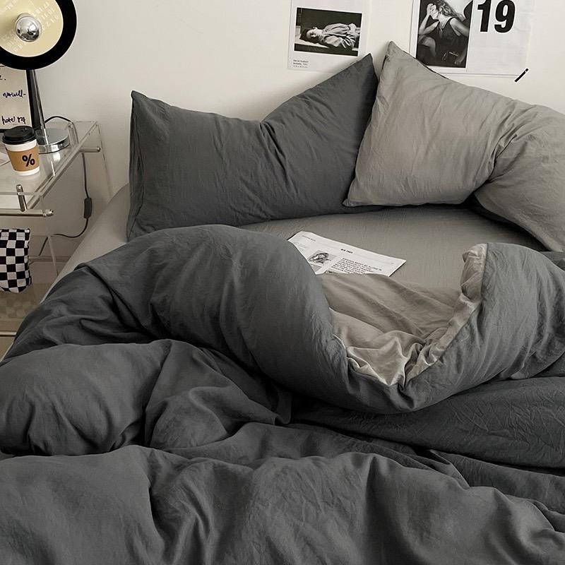 吾二家居 聚酯纖維 深淺灰 單人 可愛 床包組 雙人床包 加大雙人  ins風 ikea風  台灣出貨-細節圖7
