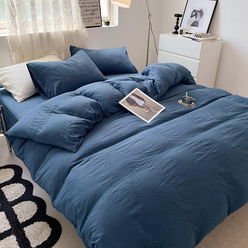 吾二家居 聚酯纖維 流光灰 梵星藍 檸檬黃 單人 可愛 床包組 雙人床包 加大雙人  ins風 ikea風  台灣出貨-細節圖6