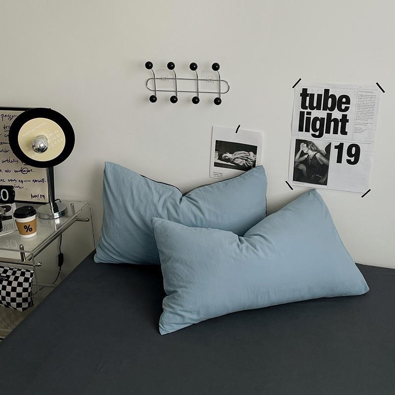 吾二家居 聚酯纖維 天藍灰 單人 可愛 床包組 雙人床包 加大雙人  ins風 ikea風  台灣出貨-細節圖6