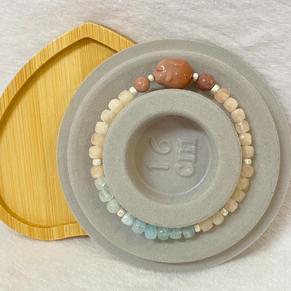 三合貴人運手串/六合貴人運水晶生肖羊、狗必備-漸變摩根石兔子設計款 5mm//紫庭設計//-細節圖2