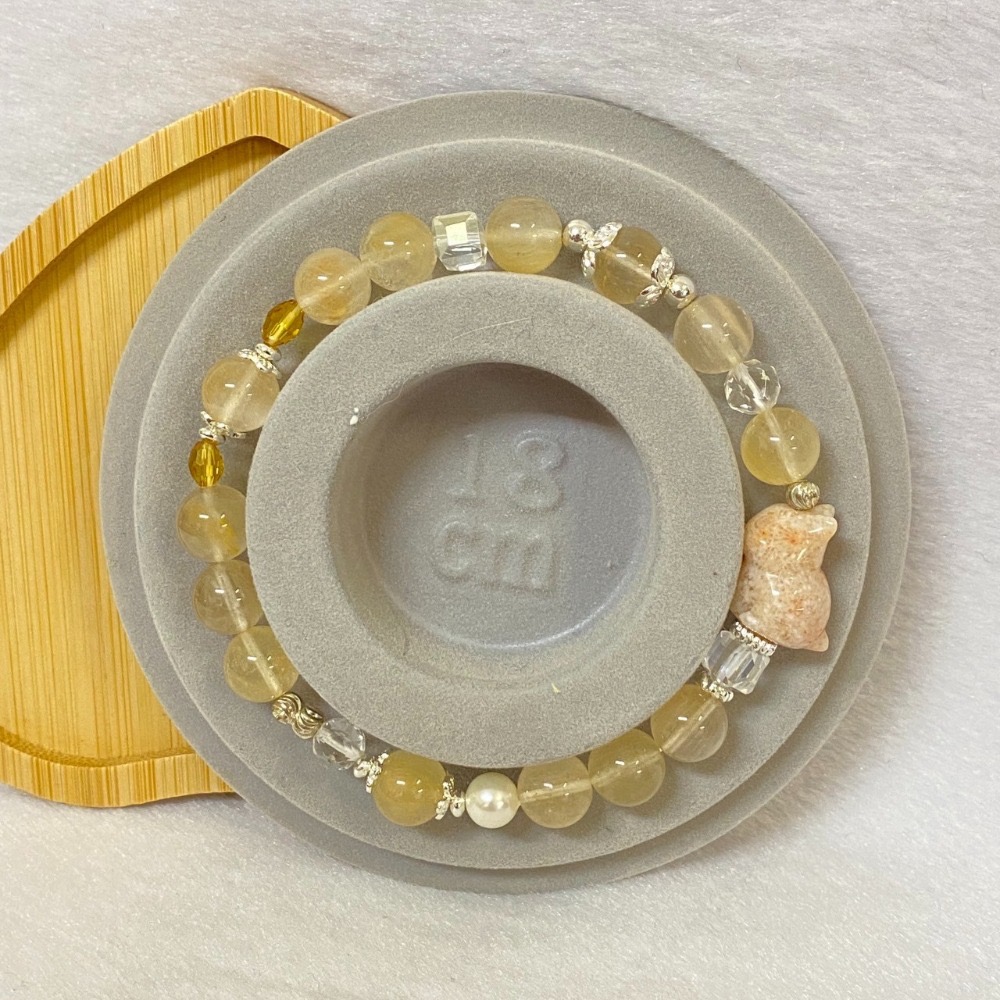 三合貴人運手串/六合貴人運水晶-生肖羊、狗必備-順絲黃兔毛兔子設計款 9mm//紫庭設計//-細節圖2