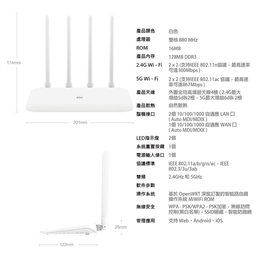 小米 路由器 4A 千兆版 Wifi 5G 分享器-細節圖11