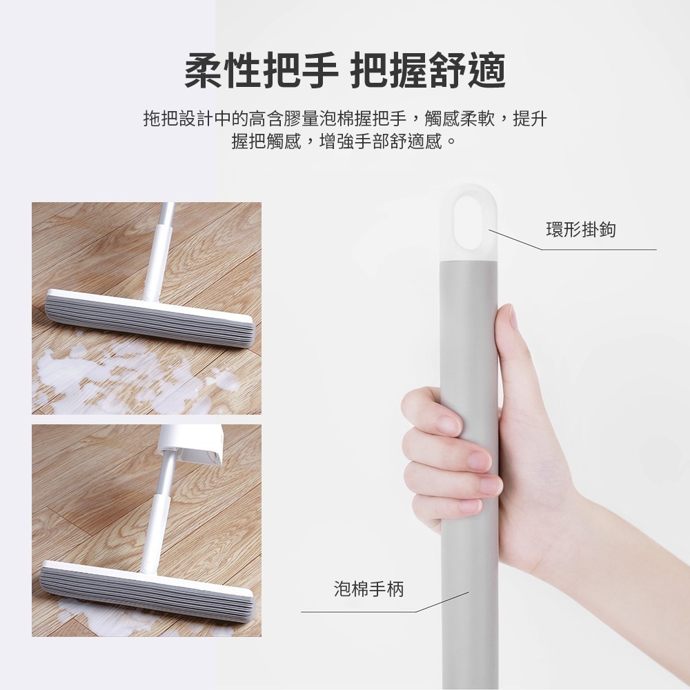 小米有品 藍小魚 180° 膠棉拖把 吸水海綿拖把 懶人拖把 拖把-細節圖2