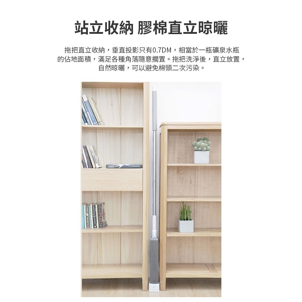 小米有品 藍小魚 180° 膠棉拖把 吸水海綿拖把 懶人拖把 拖把-細節圖7