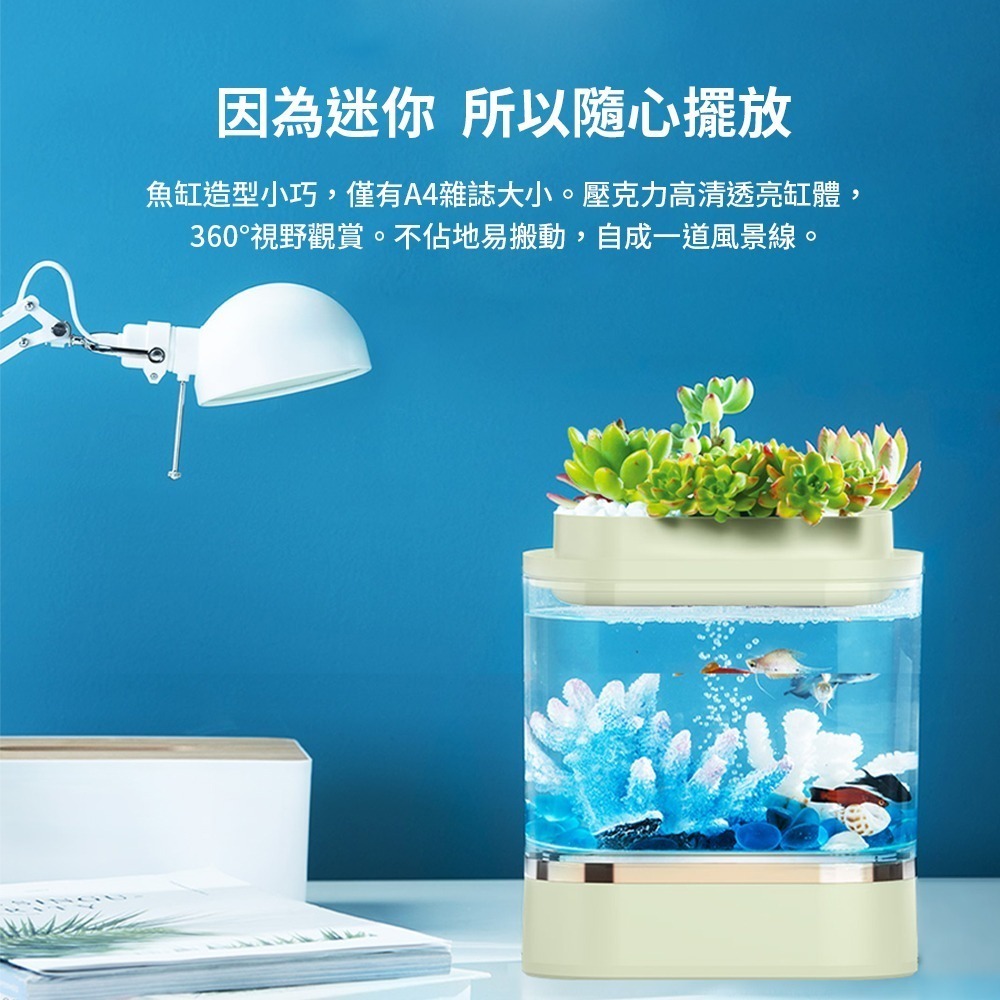 小米有品 畫法幾何 迷你懶人魚缸Pro 魚缸 水族箱 水族 懶人魚缸 桌面魚缸-細節圖5
