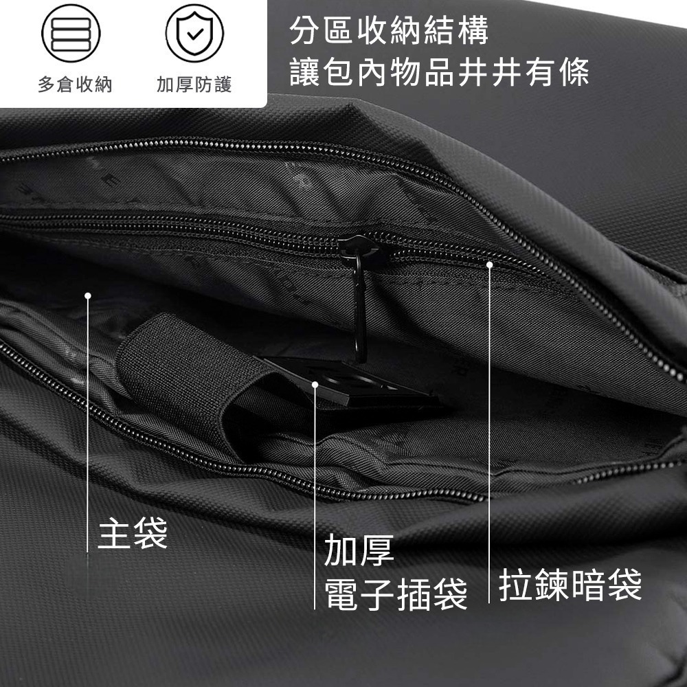 小米有品 覓行 磁吸扣機能斜跨包 斜背包 運動包 側背包 防潑水 男生多功能背包 背包-細節圖5