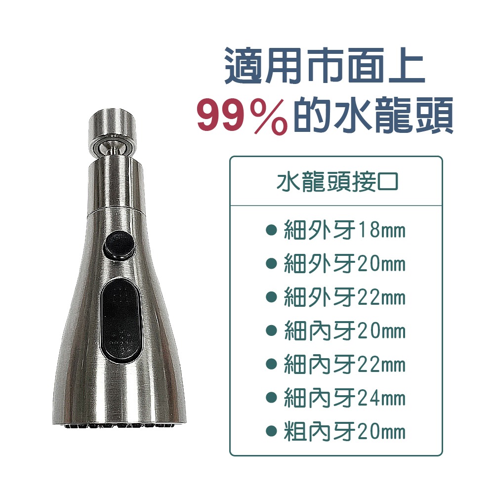 【青禾坊】廚房萬向加壓水龍頭／不鏽鋼加長管  花灑#起泡器#360度旋轉#增壓#延伸器#廚房#萬向水龍頭#噴頭-細節圖2