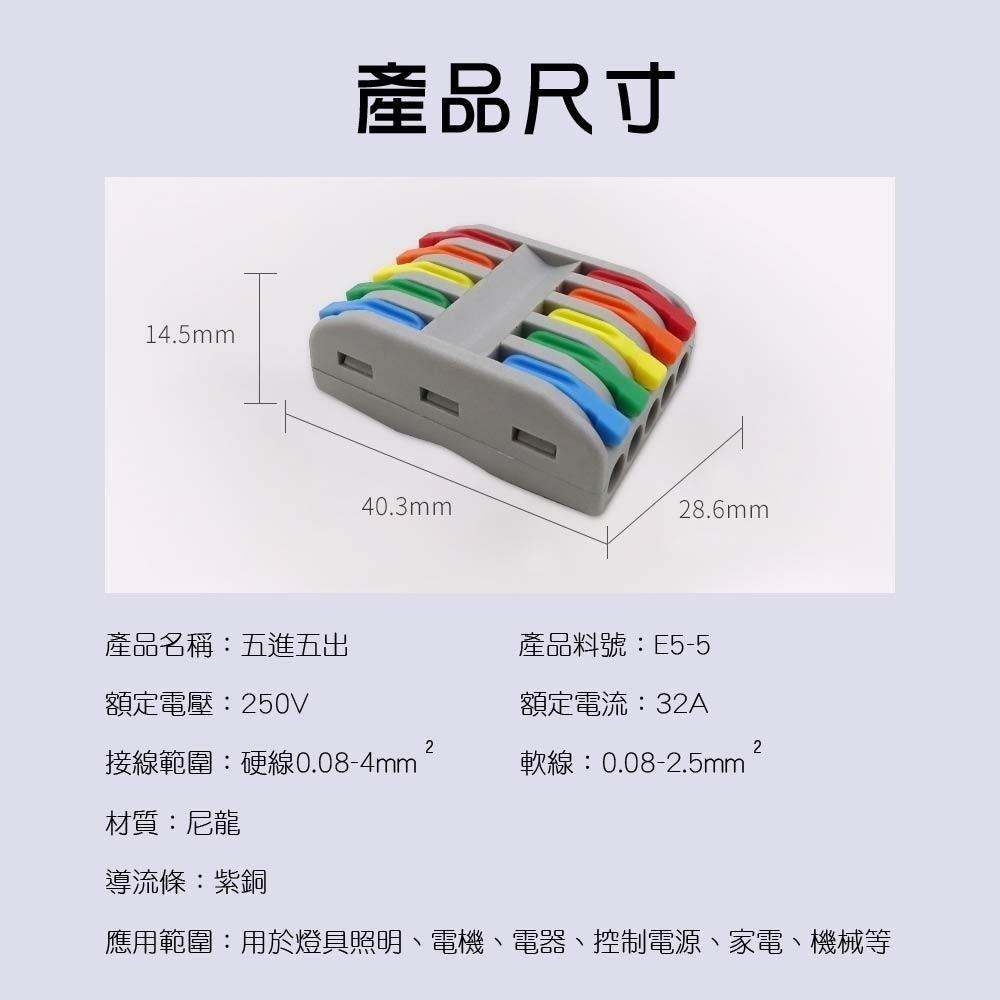 【青禾坊】四進四出/五進五出電線連接器 (電線連接器/快速接頭/接線端子/快接頭/電火布)-細節圖5