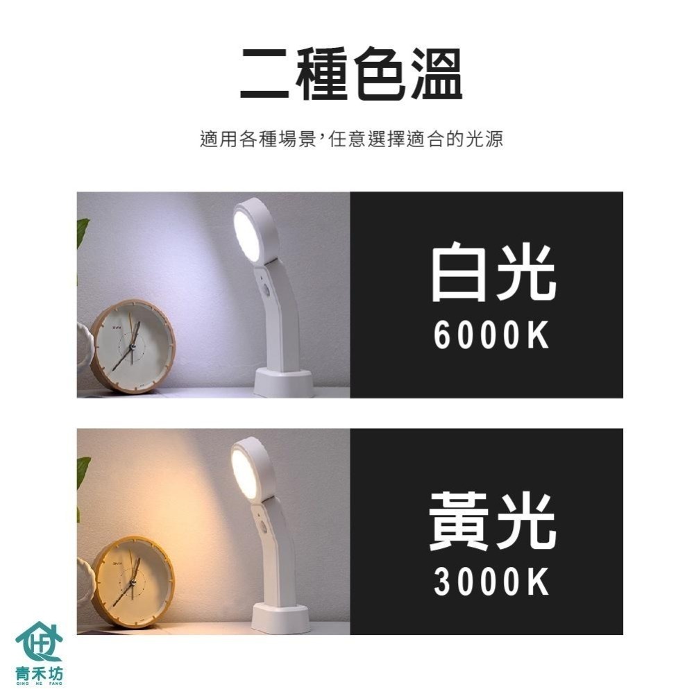 【青禾坊】LED人體智能360度感應燈(白光/黃光) 照明 小夜燈 自動 充電 手持 可旋轉 附掛勾 可直立 可懸掛-細節圖4