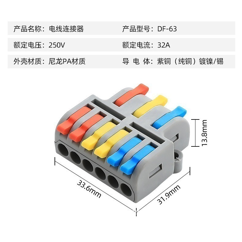 【青禾坊】三進多出電線連接器系列 (電線連接器/快速接頭/接線端子/快接頭/電火布)-規格圖9