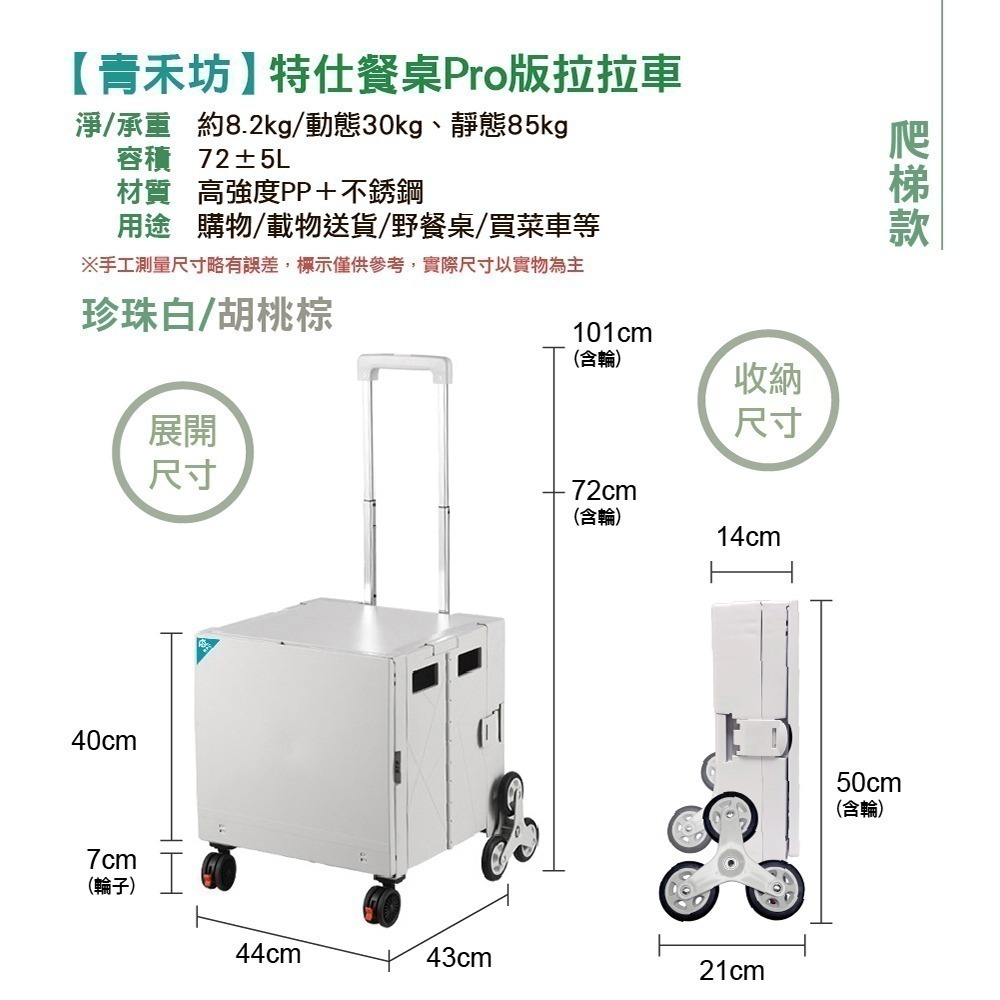 【青禾坊】特仕餐桌Pro版拉拉車左右開弓-四輪款/爬梯款/全配款  (手推車/露營購物車/手拉車/折疊購物車/拉拉車)-細節圖6