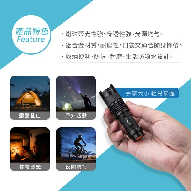 E-books F6 鋁合金LED變焦手電筒-細節圖3