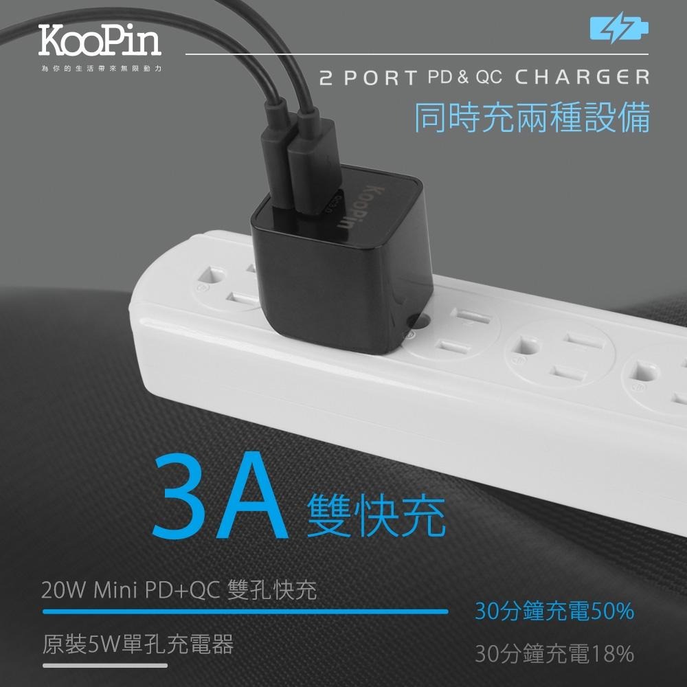 KooPin 迷你20W PD+QC折疊極速雙孔充電器(Type-C/USB-A)-細節圖7