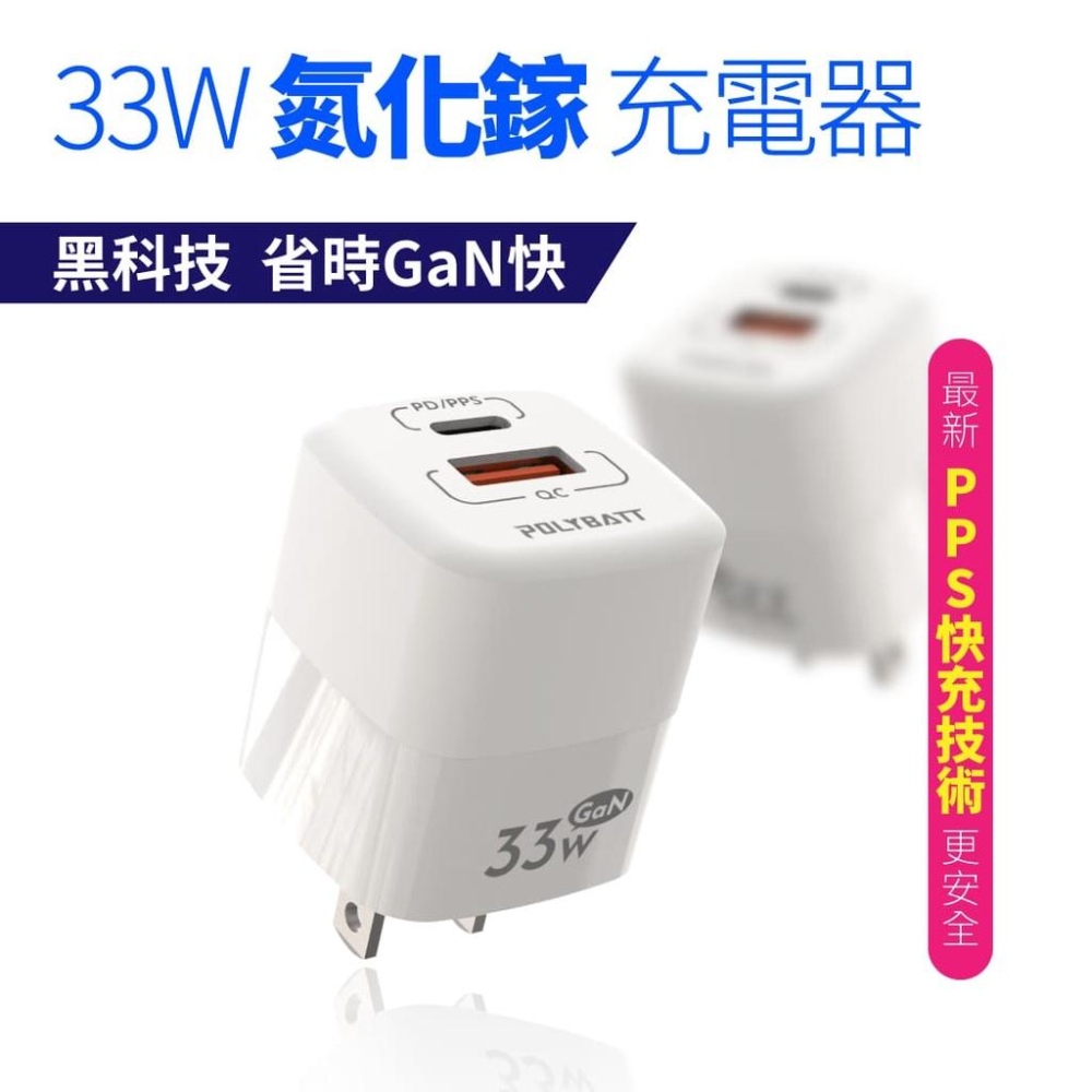 Polybatt  33W PD3.0+QC3.0 雙孔氮化鎵GaN極速充電器-細節圖2
