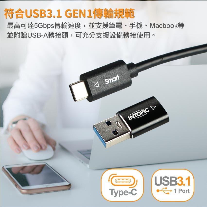INTOPIC  USB3.1 & RJ45 鋁合金集線器 (HBC-580) ~~限時限量促銷，售完為止-細節圖5