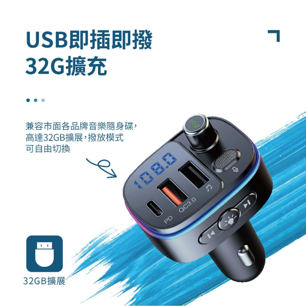 SongWin CAR3000 QC3.0＋PD LED 藍牙車充-細節圖6
