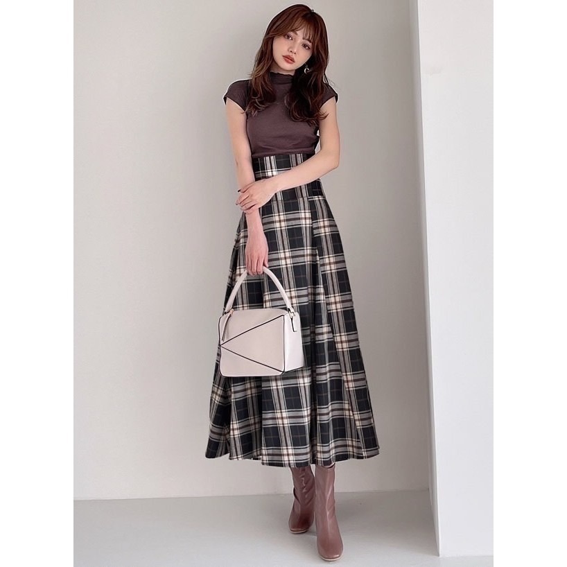 甜心貓💕限時優惠現貨!日本熱賣爆款~日單 GRL 假兩件成熟女人飛袖螺紋針織拼接格紋後綁帶連身裙 連衣裙 洋裝-細節圖3