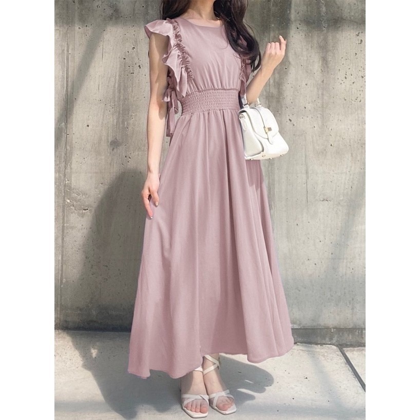 甜心貓💕限時優惠現貨！日單 GRL 日本熱門款飛袖司馬克束腰裝飾蝴蝶結綁帶連衣裙 四色 均碼 洋裝 連身裙-細節圖3