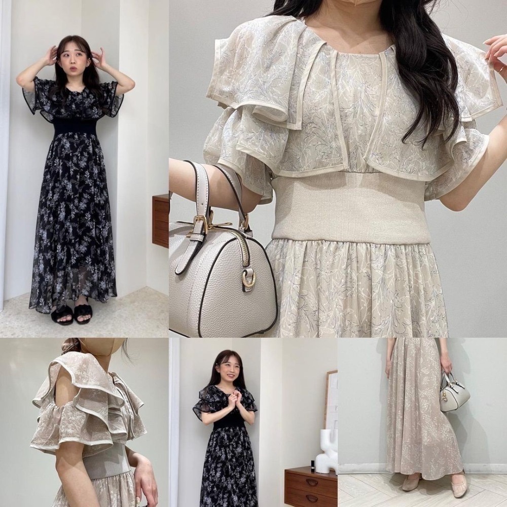 甜心貓💕現貨。日本大人気！日單 MAJESTIC LEGON 荷葉邊領口露肩束腰連身裙 三色XS，S，M 連衣裙洋裝-細節圖6