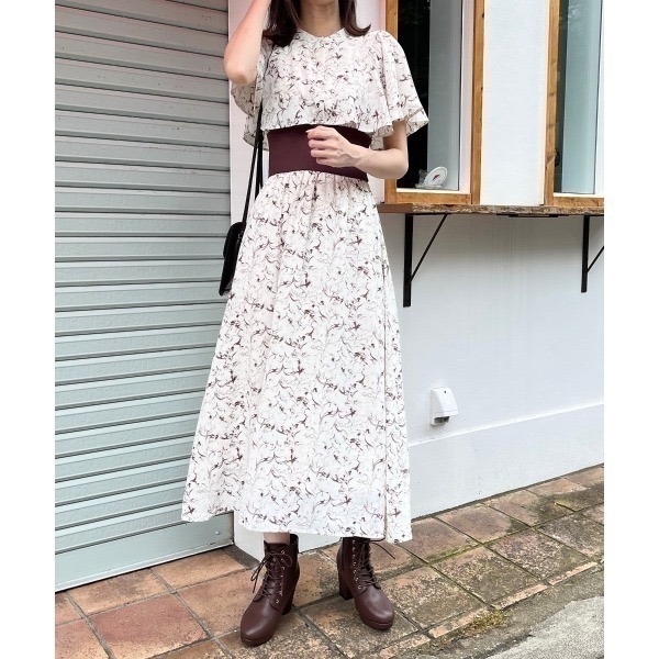 甜心貓💕限時優惠現貨!～大人気♡日單 MAJESTIC LEGON 清新碎花收腰荷葉斗篷飛袖連身裙 三色 S/M-細節圖8