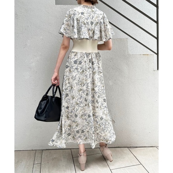 甜心貓💕限時優惠現貨!～大人気♡日單 MAJESTIC LEGON 清新碎花收腰荷葉斗篷飛袖連身裙 三色 S/M-細節圖11