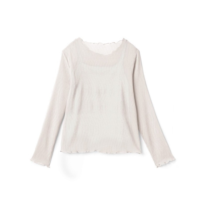 甜心貓~現貨。限時超殺優惠！【原包裝】日單 GRL 兩件套楊柳褶皺彈性上衣+牛奶絲背心 六色 SML-細節圖4