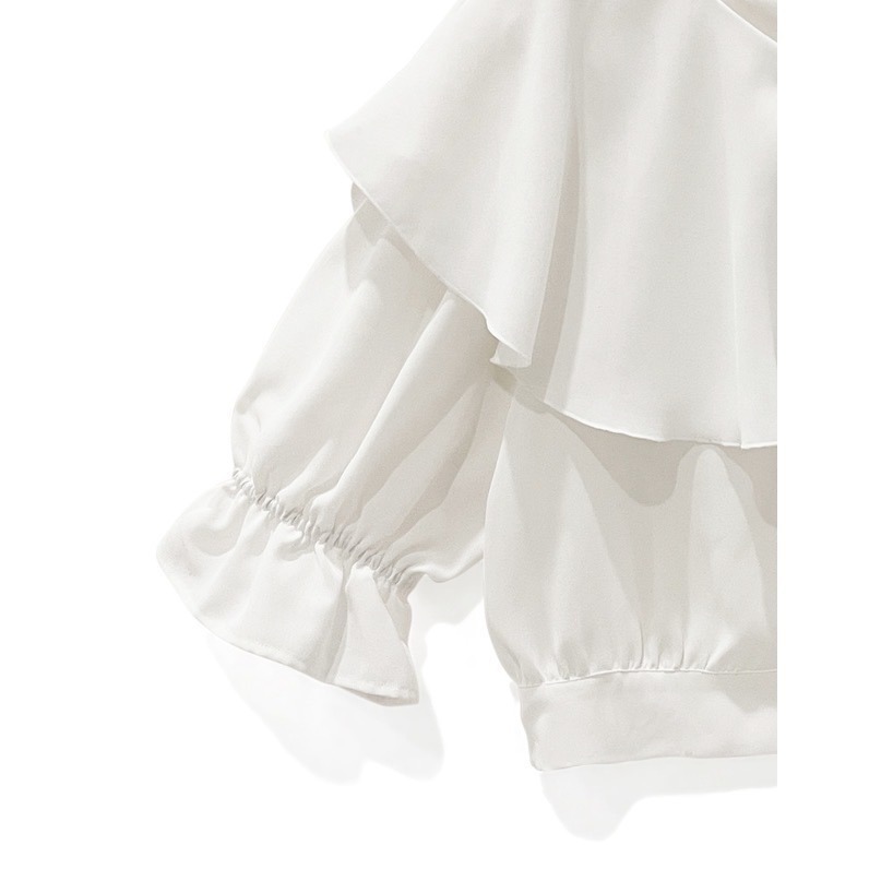 甜心貓💕現貨。日單 GRL 大荷葉邊可愛短袖短版襯衫上衣 兩色 ML-細節圖9